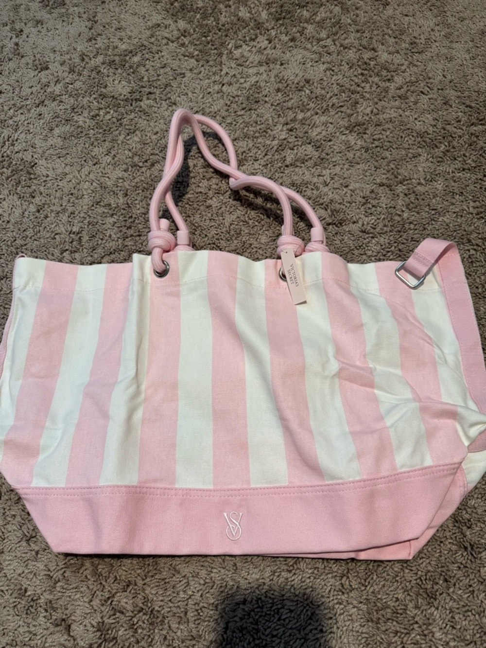 Victoria's Secret Heritage Stripe Rope Handle Tote Bag - Picture 8 of 10